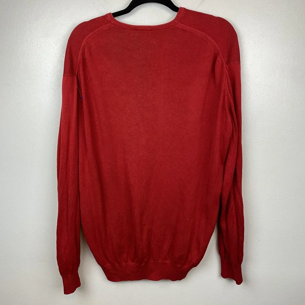 Lacoste‎ Sweater Mens 2XL Red V Neck Pullover Knit Crocodile Logo Made in France